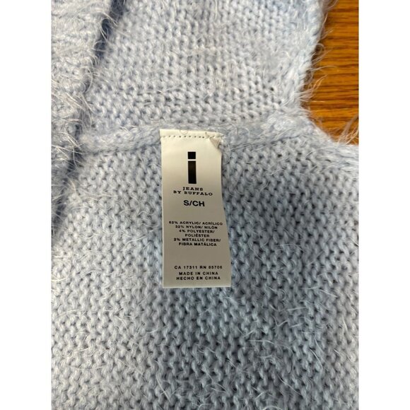 I Jean by Buffalo Eyelash Oversized Blue and Metallic Long Sleeve Sweater Size X - Picture 9 of 11